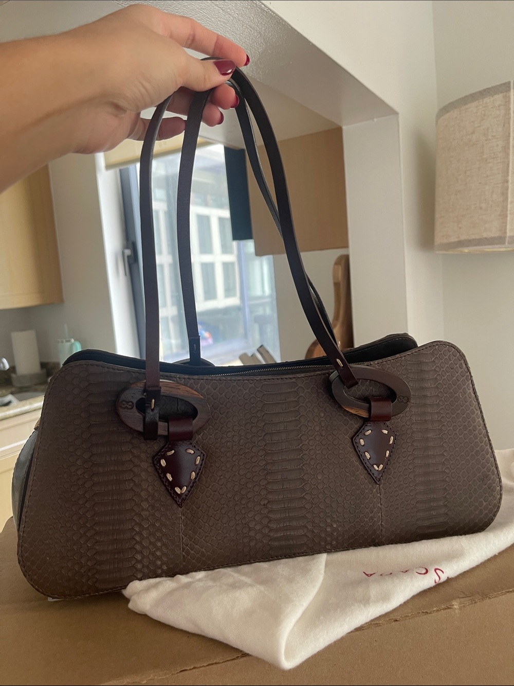 Escada Brown Leather Shoulder Bag